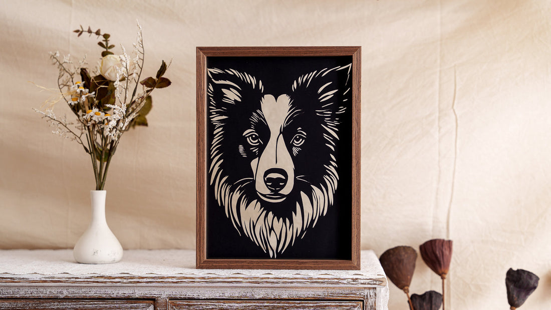 Strength and Loyalty in Silhouette: Memorial Art for Border Collie Lovers