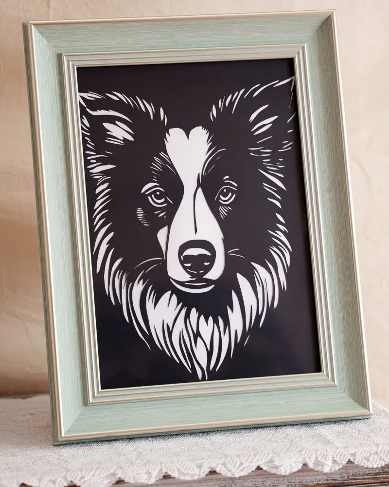 This entirely hand-cut paper artwork invites you to trace each blade-kissed texture—where meticulously carved fur strands create lifelike depth worthy of intimate admiration. An heirloom-quality pet portrait deserving permanent display in your living space