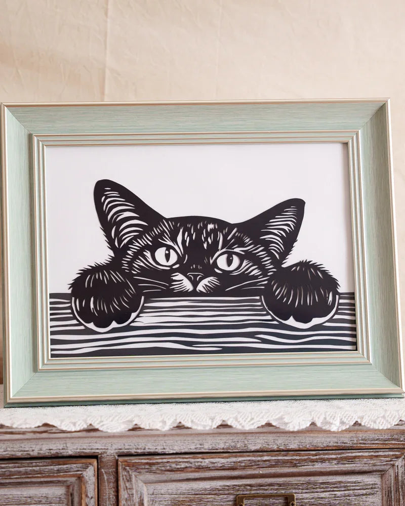 SnipSnap:Cat Peeking Silhouette Custom Paper Art