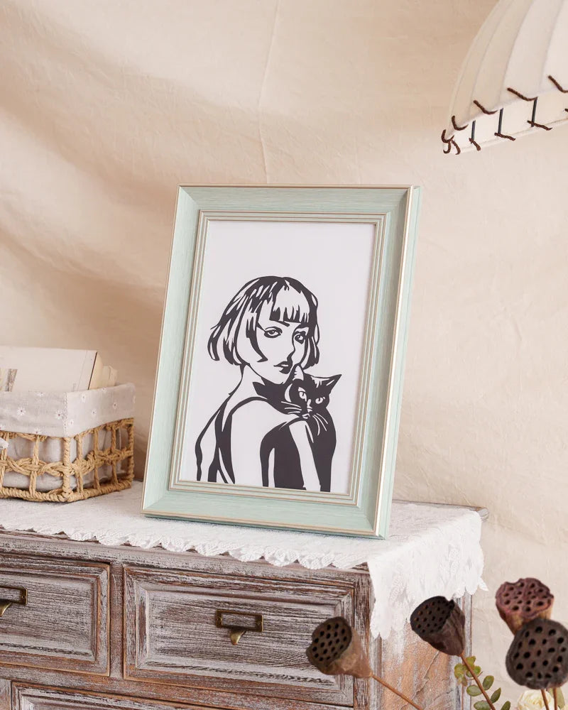 Side Glance Paper Cut – A Warm Moment Between Woman and Cat