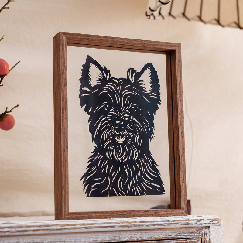 A custom pet memorial—hand-cut from your favorite photo