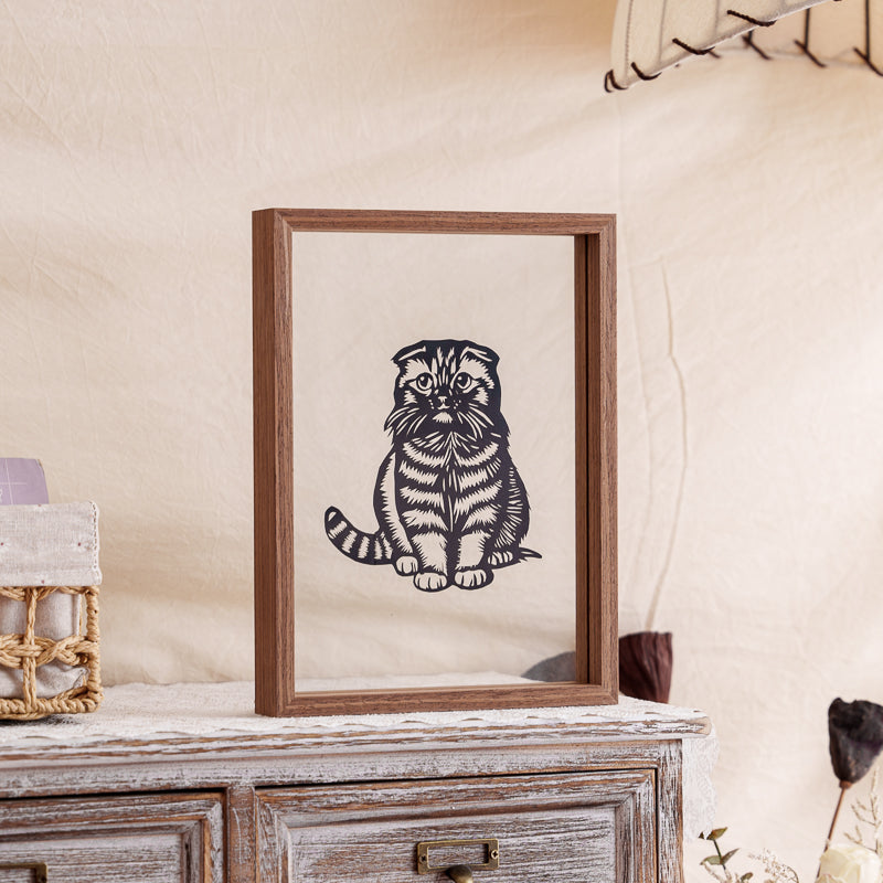 Kitten memorial papercut artwork designed as a home decoration, preserving the soul and memory of the beloved pet.