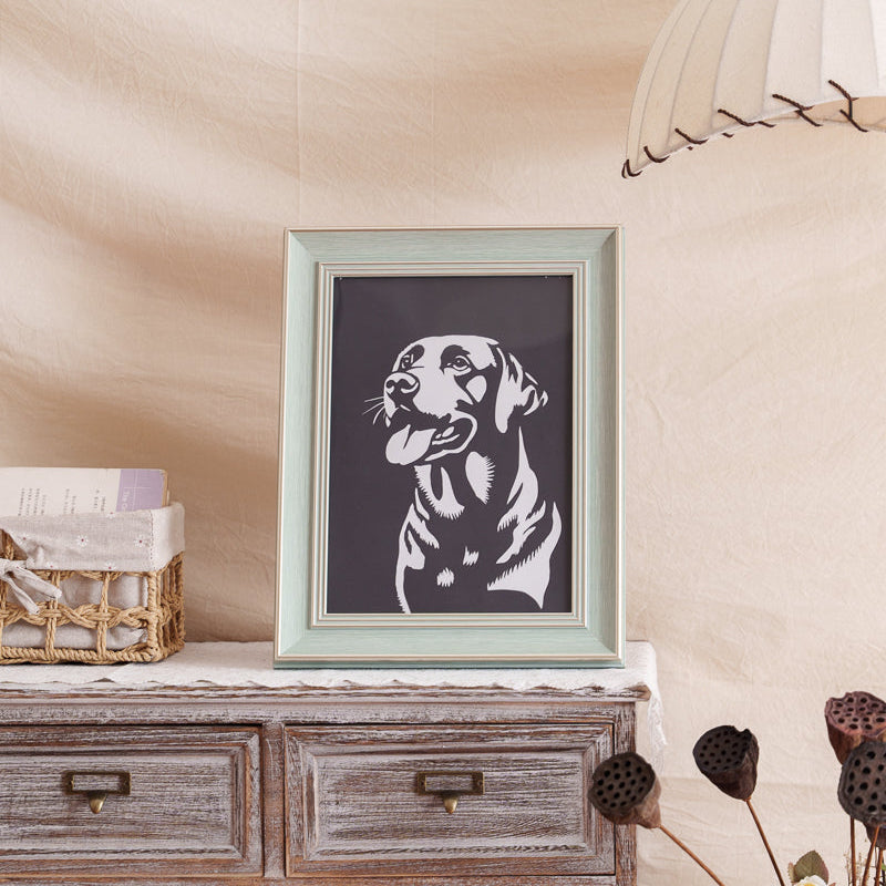 Framed dog silhouette paper cut as custom pet art