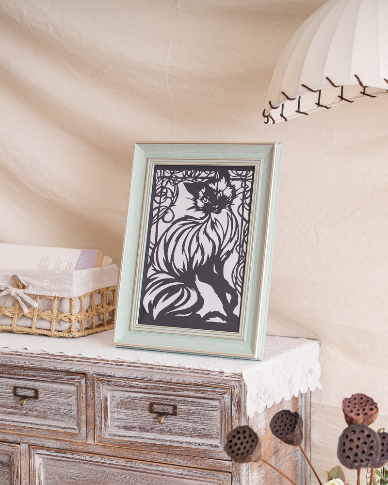 Handmade cat paper cut designed as a meaningful gift for pet loss, blending memory with elegant design.