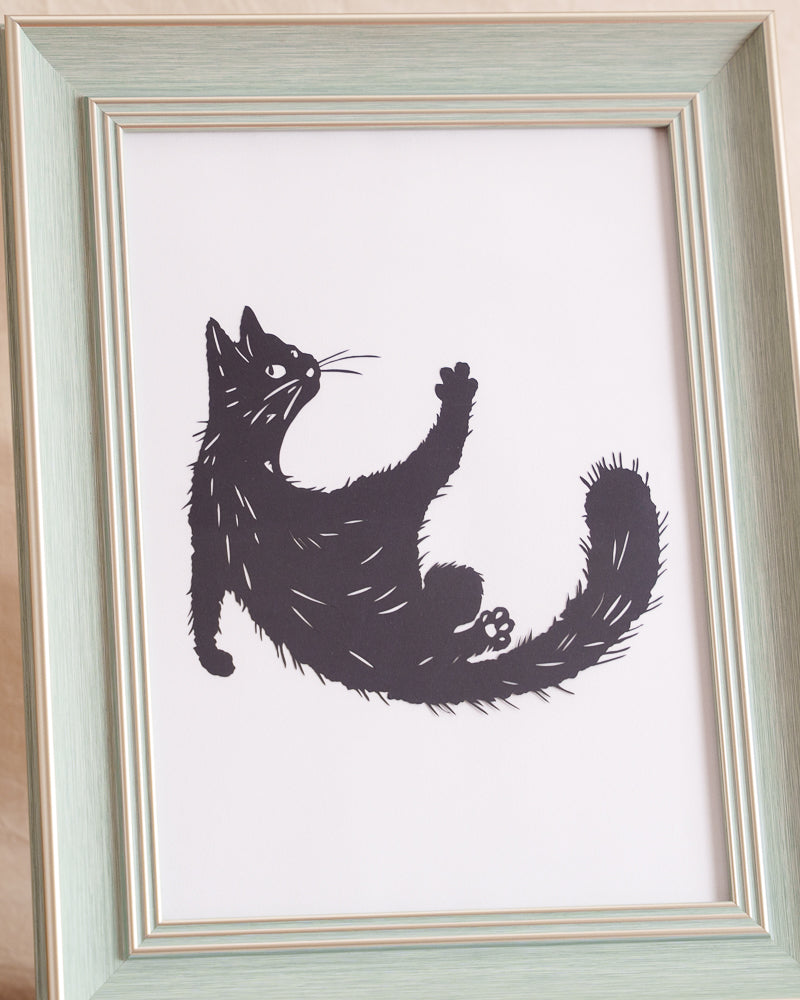 Extreme close-up showing precisely cut whiskers and fur texture on memorial cat silhouette