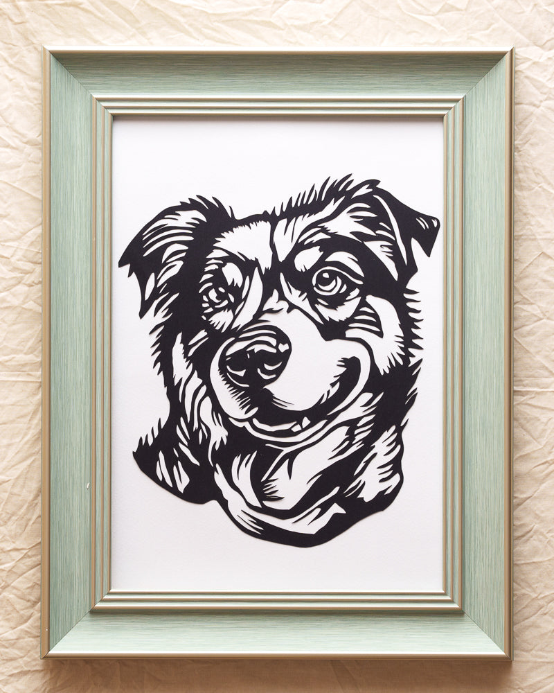 Get a custom paper-cut from Fido's best derpy photo! Frozen forever in goofy glory