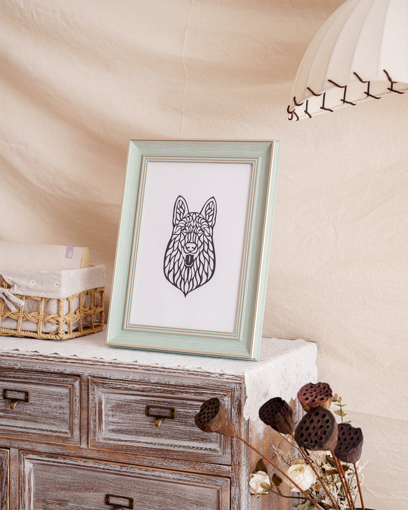 A personalized and moving hollow-cut silhouette artwork of a Husky, symbolizing and providing a beautiful way to cherish and keep the beloved dog's spirit ever-present as a timeless memorial.