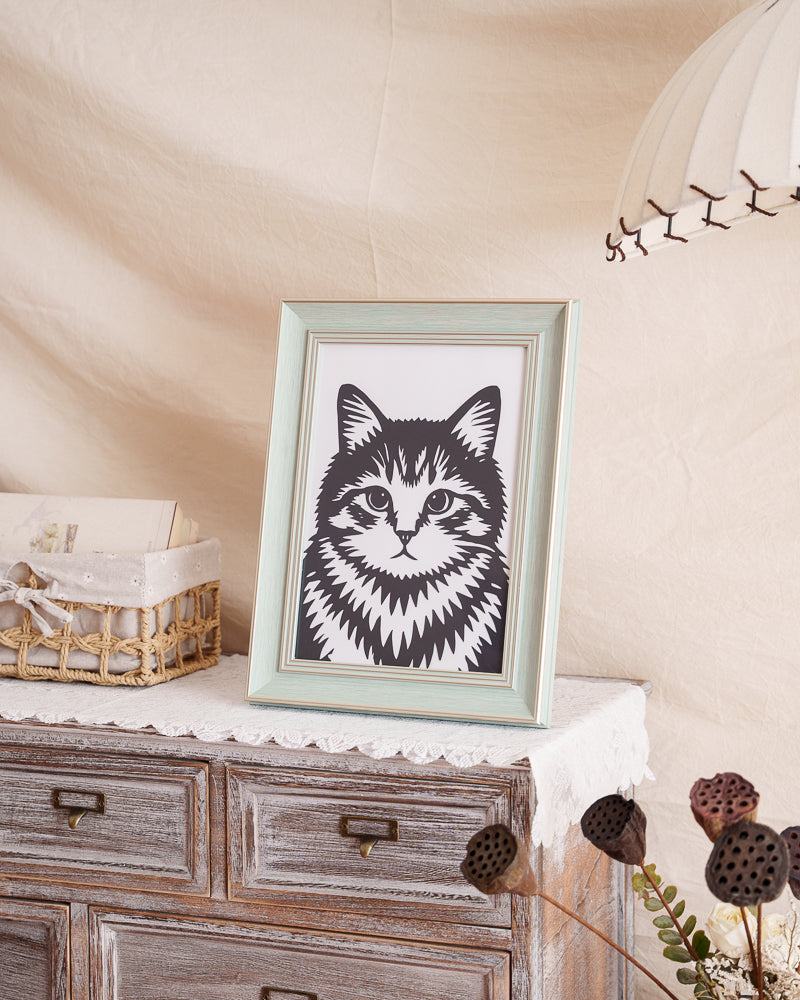 A symbolic cat paper-cut image representing a guardian's enduring presence, offering comfort as a personalized memorial tribute.