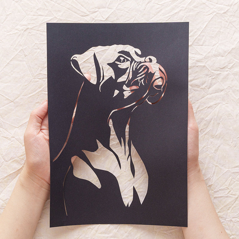 Palming his portrait cutout, phantom petting vibes kick in... that familiar coarse fur texture reborn under fingertips