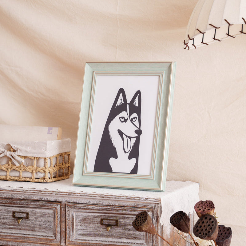 Monochromatic papercut perfectly capturing husky's black-and-white coat through paper voids
