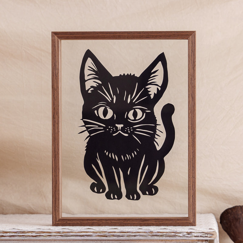  A cat memorial silhouette artwork designed in a charming cartoon style.
