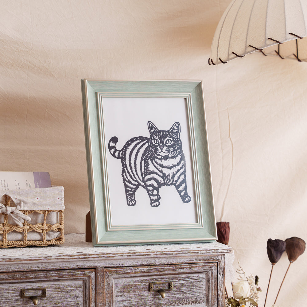 Cat silhouette portrait paper cut, perfect for home decoration.
