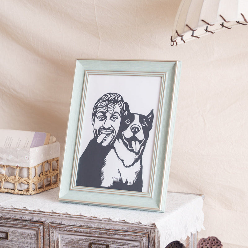 A silhouette artwork created in memory of a beloved dog